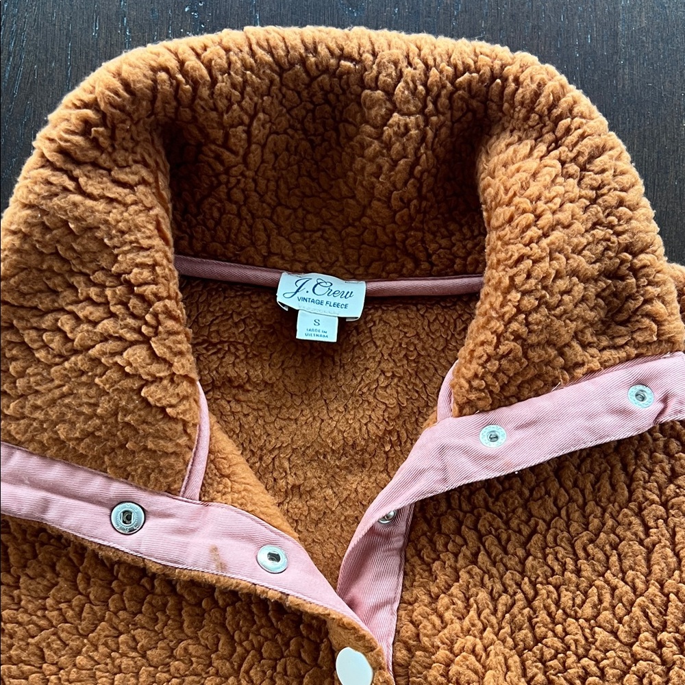 J. Crew Rust Sherpa Snap-Placket Pullover - image 4